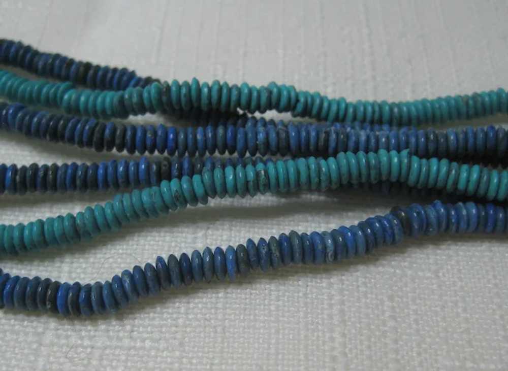 Medallion Necklace with Blue and Aqua Beads - image 8