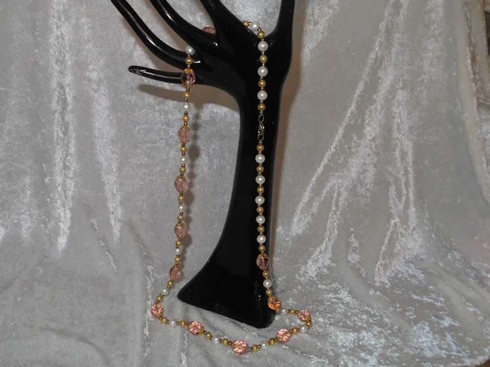 Vintage Faux Pearl and Crystal Necklace - image 10