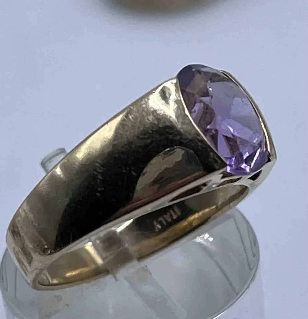 Vintage 14K Yellow Gold 8.5mm Oval Amethyst Ring … - image 2