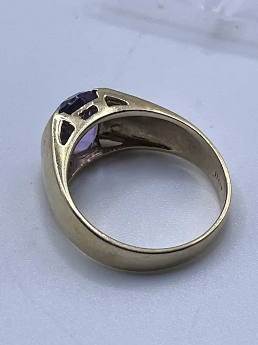 Vintage 14K Yellow Gold 8.5mm Oval Amethyst Ring … - image 4