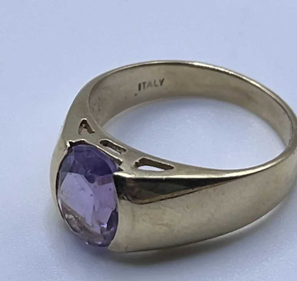 Vintage 14K Yellow Gold 8.5mm Oval Amethyst Ring … - image 9