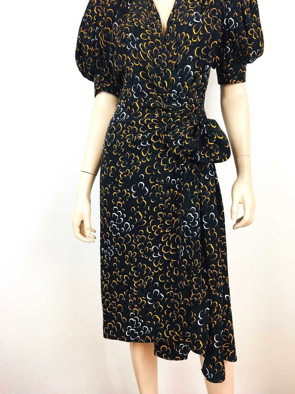 1980s Saint Laurent Silk Floral Wrap Dress - image 4
