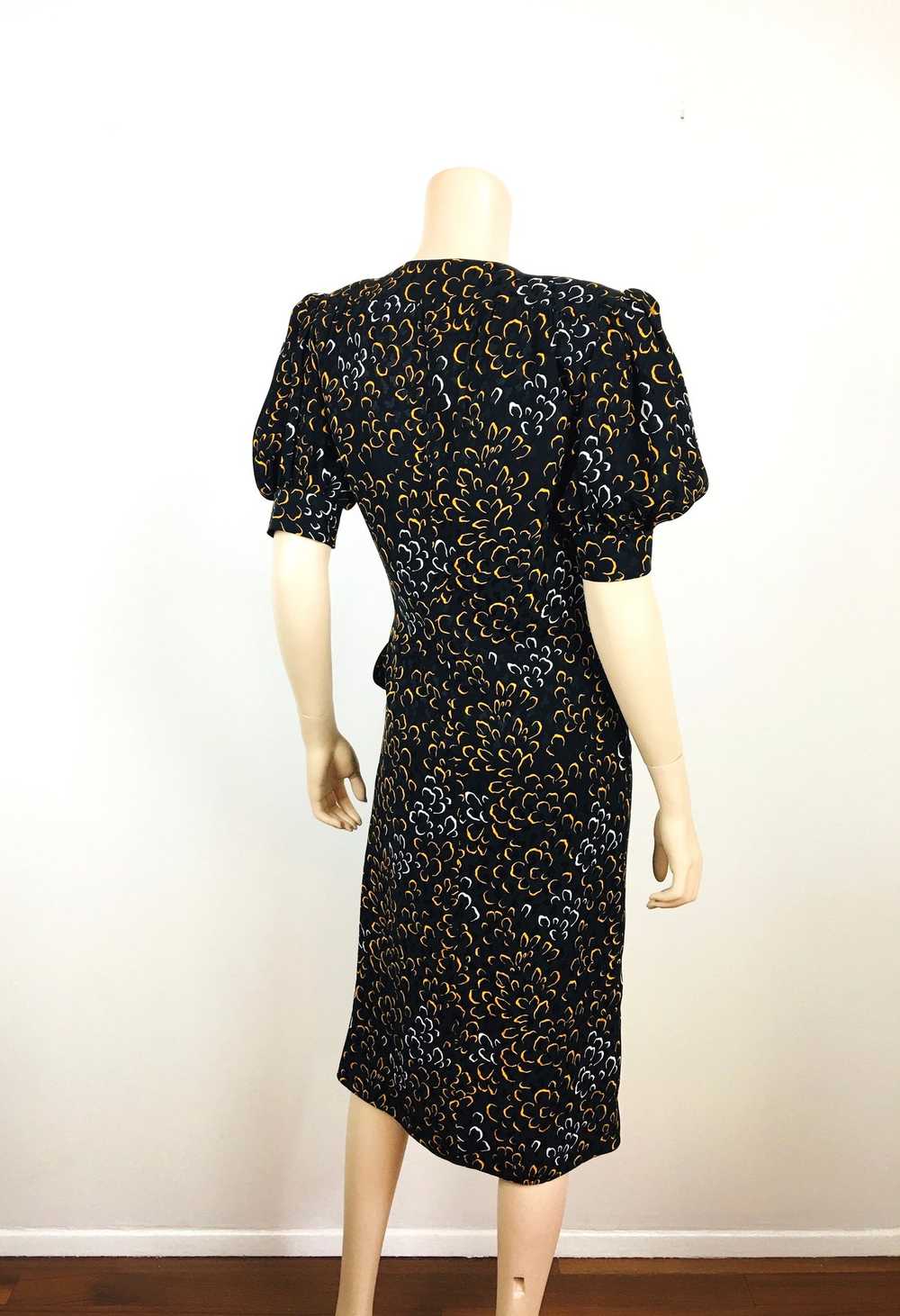 1980s Saint Laurent Silk Floral Wrap Dress - image 5