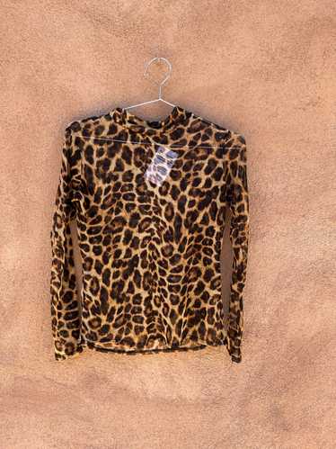 Sheer Leopard Print Long Sleeve Top