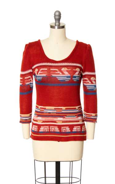 1970s Swan Novelty Sweater | x-small/small