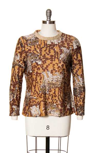 1970s Baby Leopard Novelty Metallic Top | medium/l