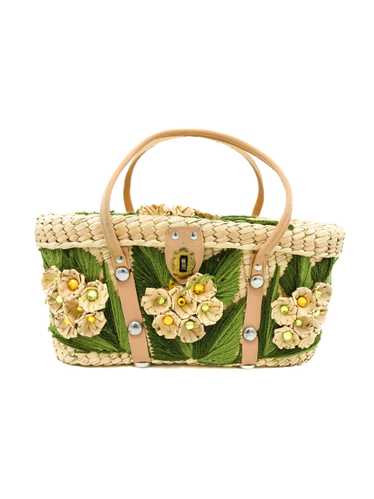 Woven Floral Basket Bag