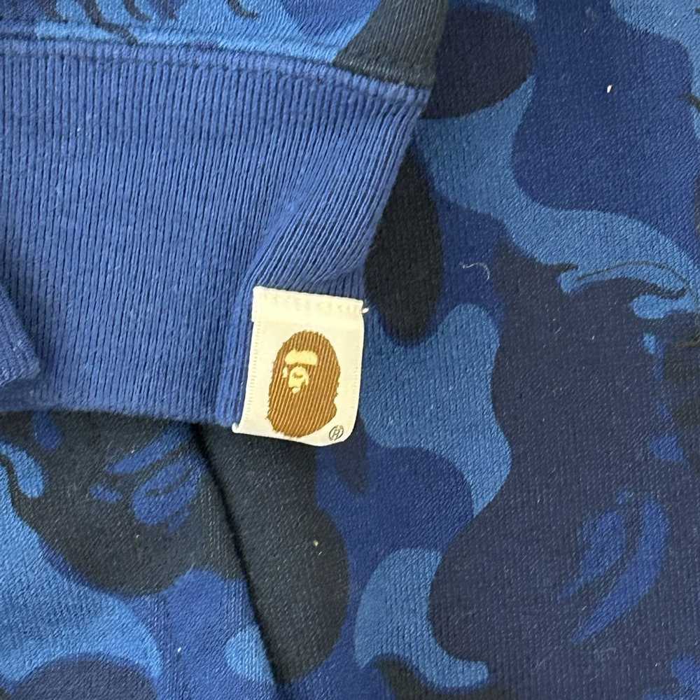 Bape #5 Bape Fire Camo Shark Hoodie Blue Medium - image 4