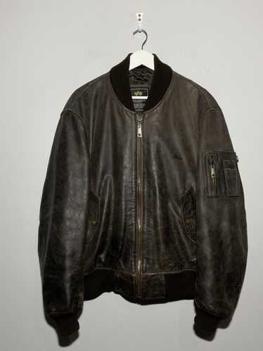 Alpha Industries × Leather Jacket × Vintage Alpha 