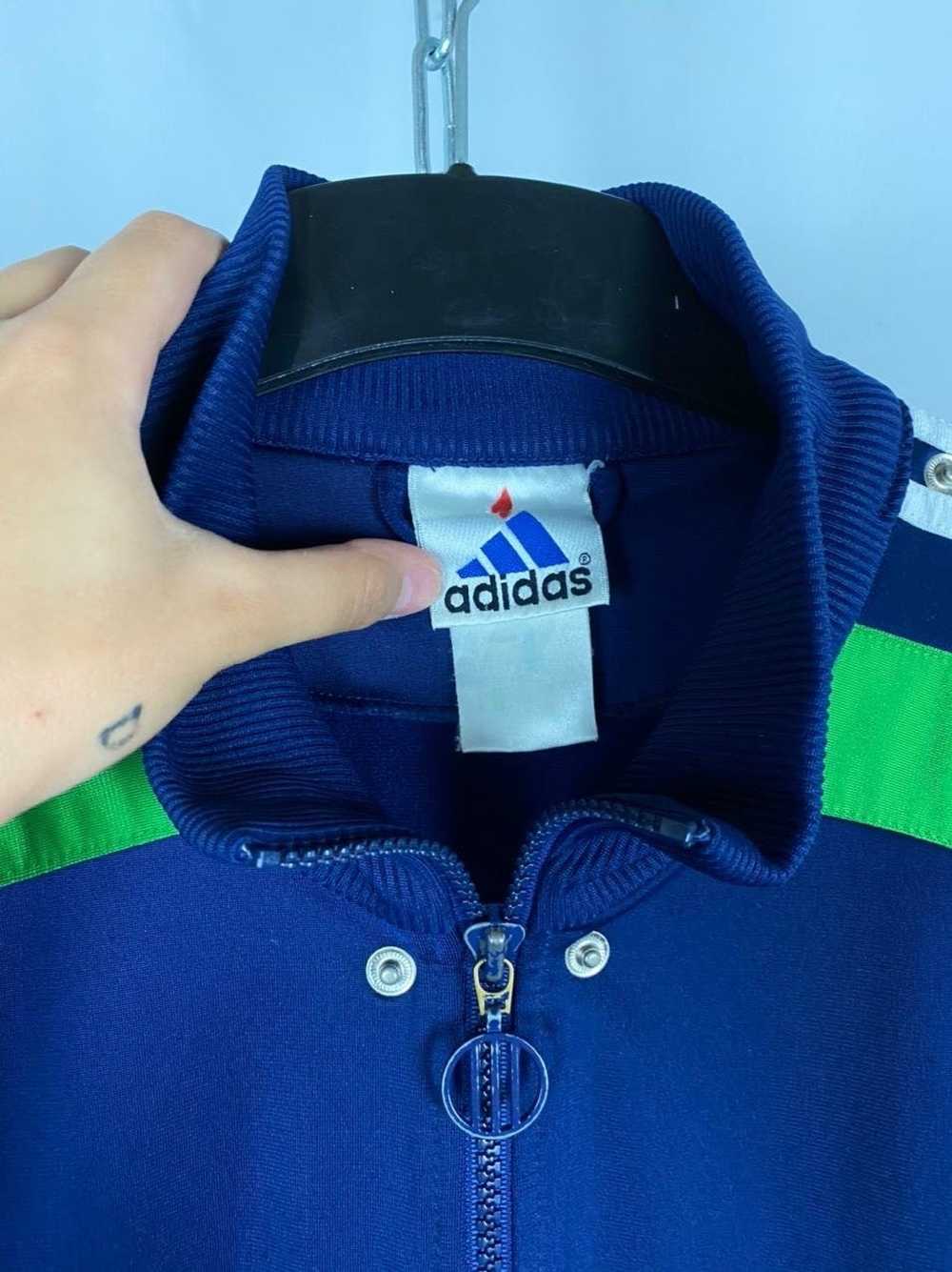 Adidas × Vintage Adidas sweatshirt zip blue big l… - image 5