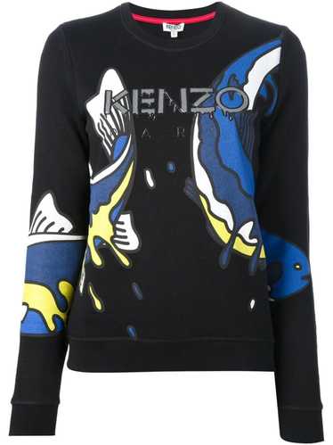 Kenzo Light Blue Fish Print Cotton Long Sleeve Slim Fit Shirt XL