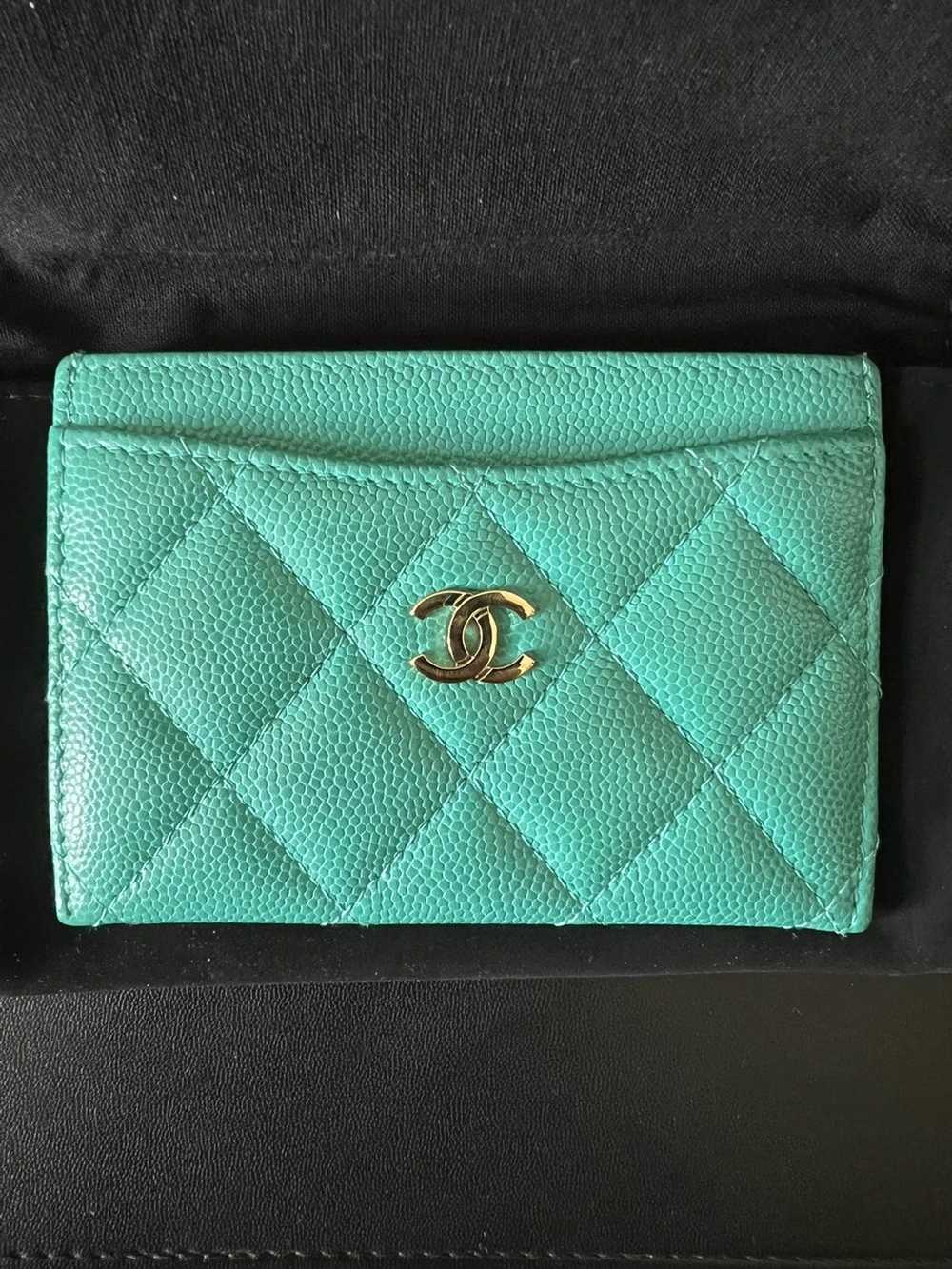 Chanel Chanel Caviar Quilted Card Holder Turquoise - image 1