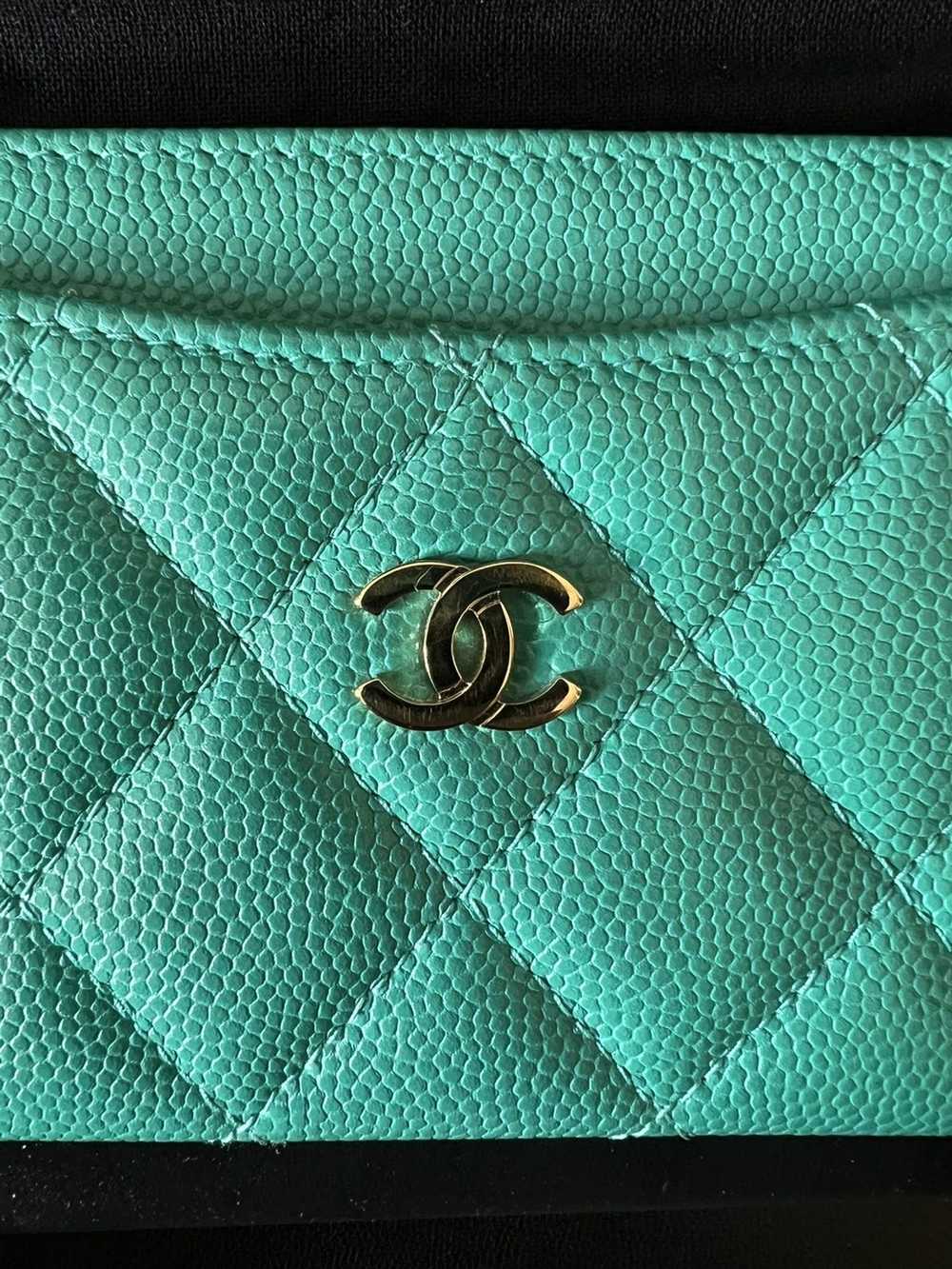 Chanel Chanel Caviar Quilted Card Holder Turquoise - image 3