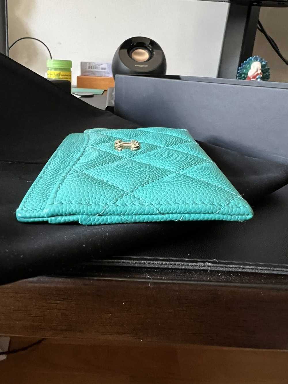 Chanel Chanel Caviar Quilted Card Holder Turquoise - image 4