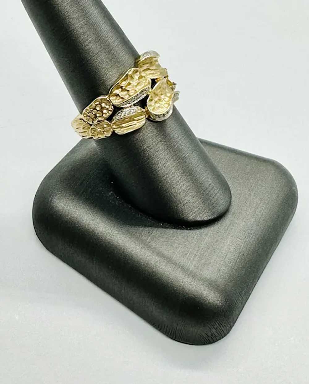 14K Textured Band with Pave’ Diamonds - image 3