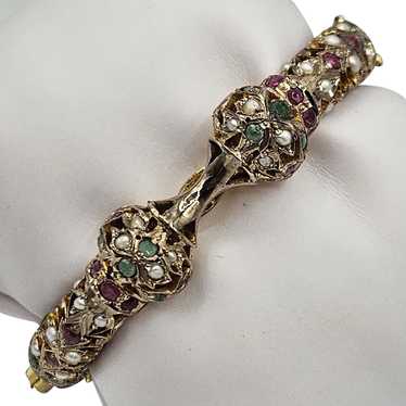 9K Gemstone Mogul Bracelet - C. Pre 1940