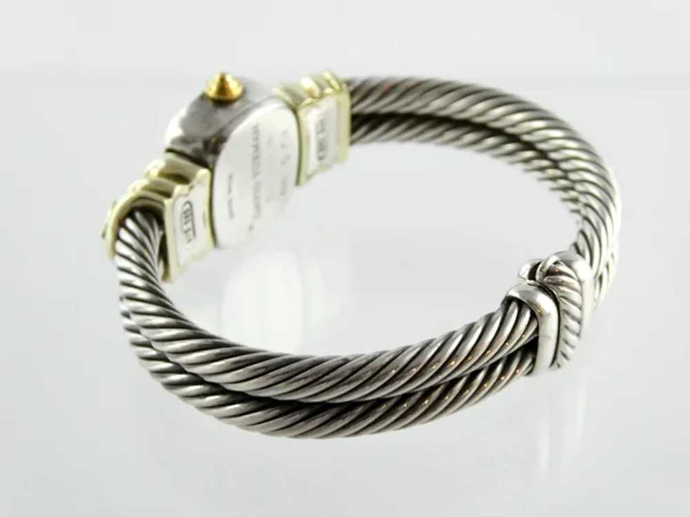 David Yurman Sterling Silver 14k Gold 2 Row Cable… - image 2