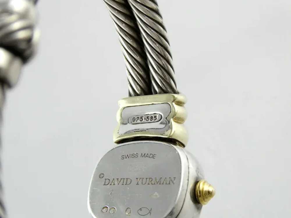 David Yurman Sterling Silver 14k Gold 2 Row Cable… - image 3