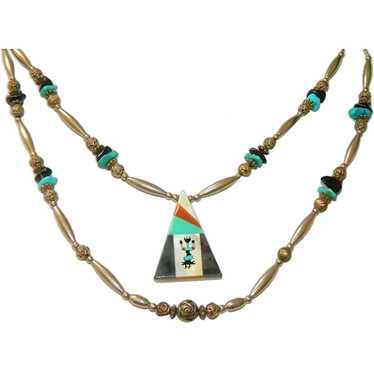 Zuni Navajo Inlay Turquoise Spiny Oyster,  MOP, O… - image 1