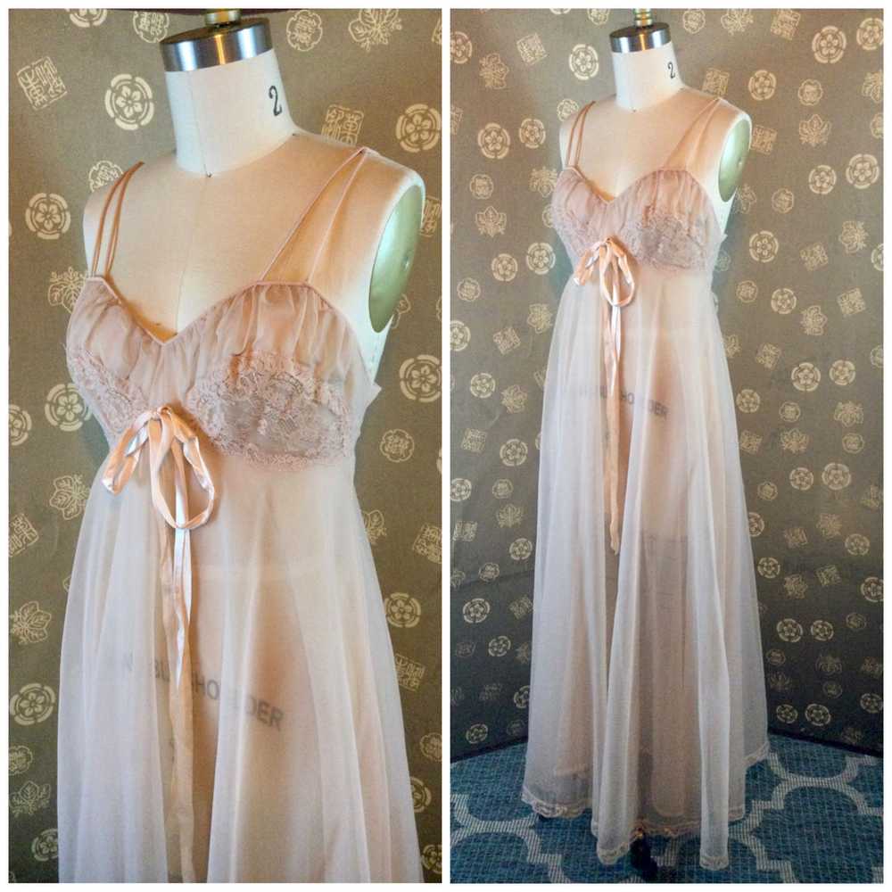 1950s Chiffon Nightgown By Blanche Gem