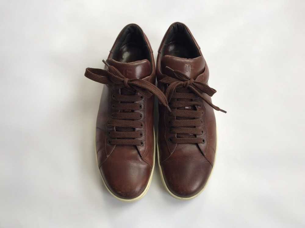 Tom Ford Tom Ford Brown Leather Low Sneakers - image 6