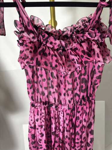 Dolce & Gabbana Fuchsia Pink Leopard Sheer Jumpsui