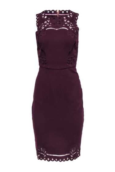 Ted Baker - Maroon Sleeveless Lace Trim Dress Sz 6