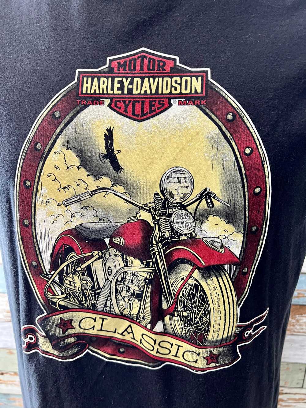 00’s Black Motorcycle Classic Print T-shirt By Ha… - image 3