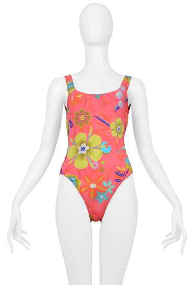GUCCI BY TOM FORD PINK FLORAL PRINT ONE PIECE SWIM