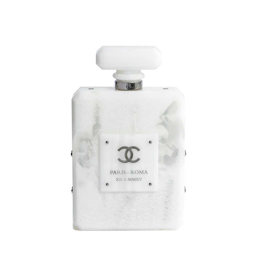 CHANEL Paris-Roma No. 5 Perfume Bag, White/GreyTh… - image 1