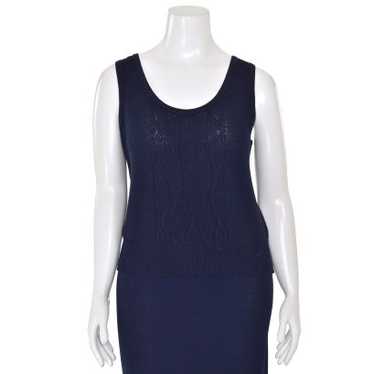 St. John Sport Cable Knit Scoop Neck Shell in Navy - image 1