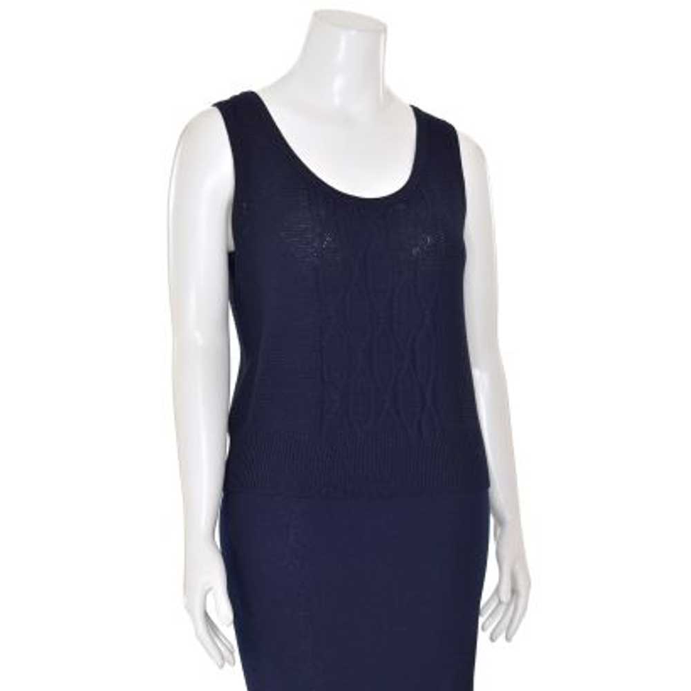 St. John Sport Cable Knit Scoop Neck Shell in Navy - image 3