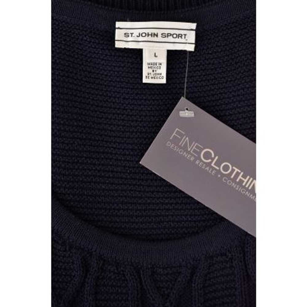 St. John Sport Cable Knit Scoop Neck Shell in Navy - image 5