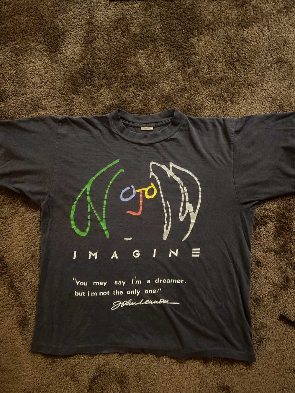 Vintage John Lennon Imagine T Shirt Black Size L Good Condition