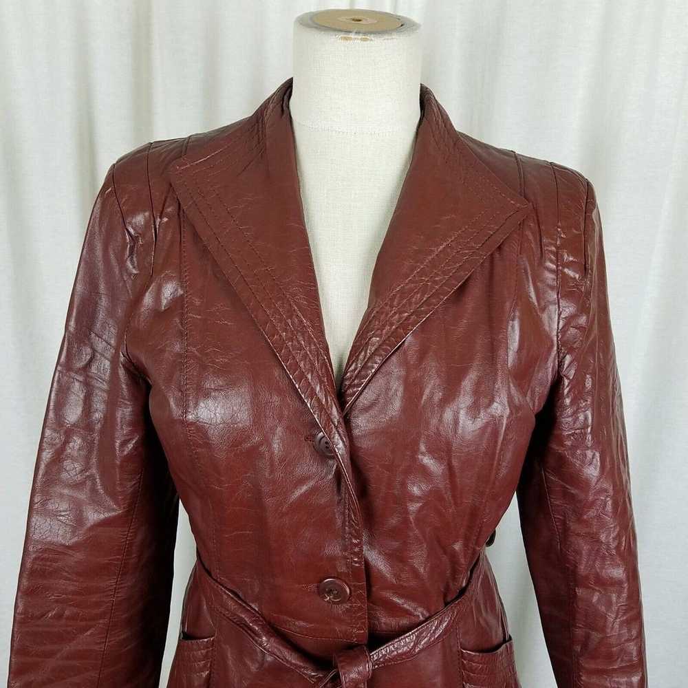 Vintage Opera Leather Belted Tie Sash Coat Jacket… - image 2