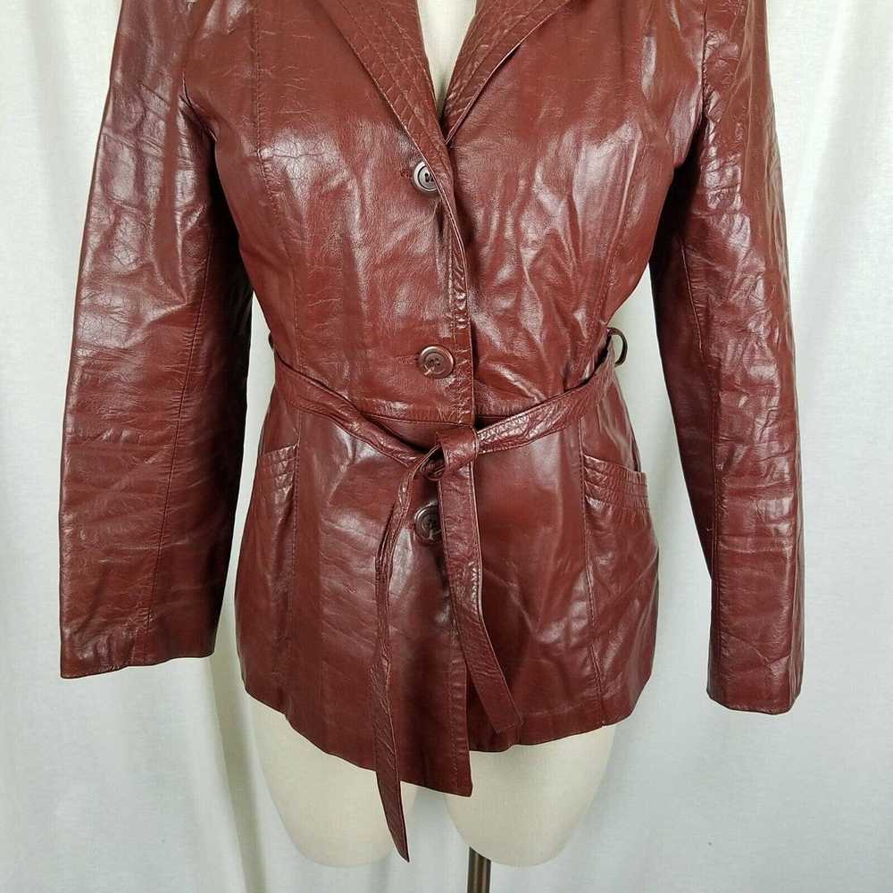 Vintage Opera Leather Belted Tie Sash Coat Jacket… - image 3