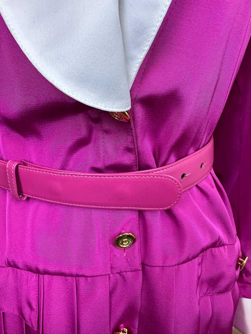 Small 1980s Louis Féraud Fuchsia Pink Dress UK8-1… - image 6