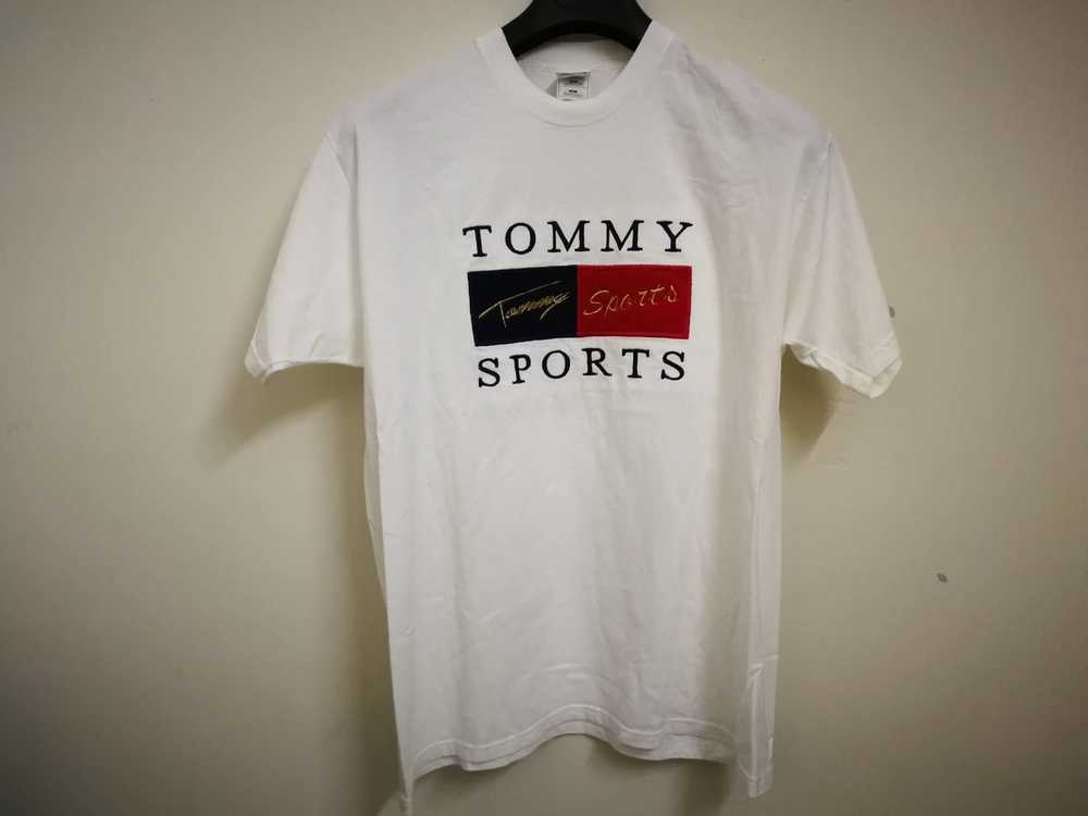 Tommy Hilfiger Vtg tommy sport shirt white red bl… - image 2