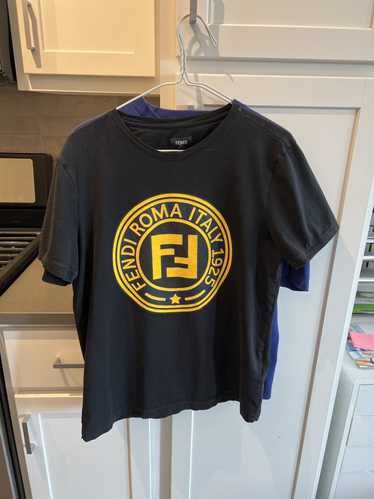 Fendi Fendi Mens T Shirt Large Black Gold Raised F