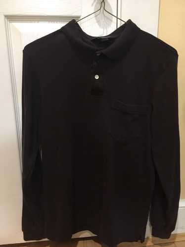 Lands End Land's End Long Sleeve Polo Dark Brown … - image 1