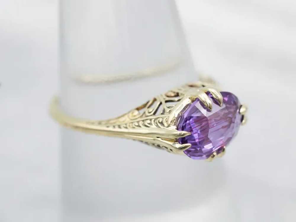 Antique Purple Sapphire Solitaire Ring - image 5