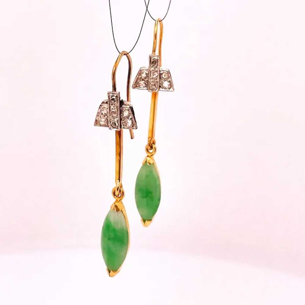 Antique Art Deco Untreated Jade Earrings Antique … - image 3