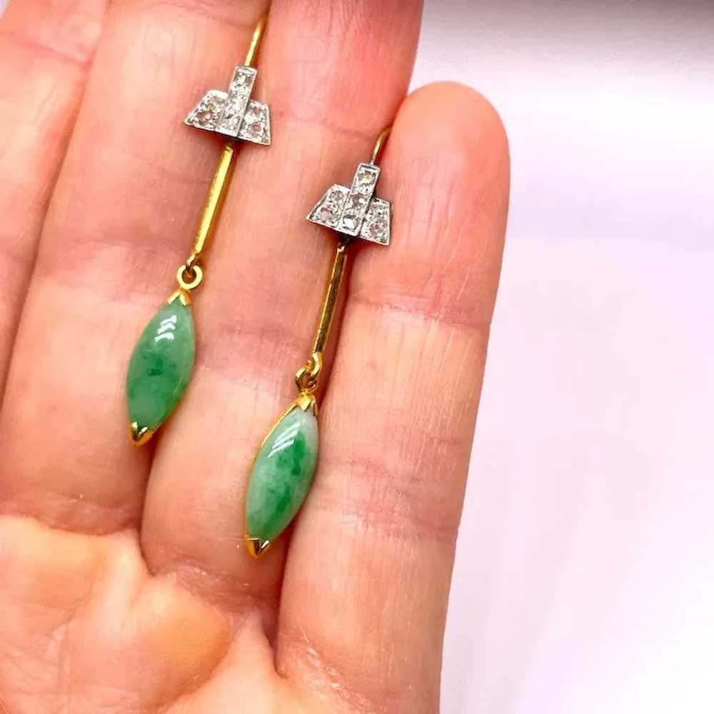 Antique Art Deco Untreated Jade Earrings Antique … - image 4