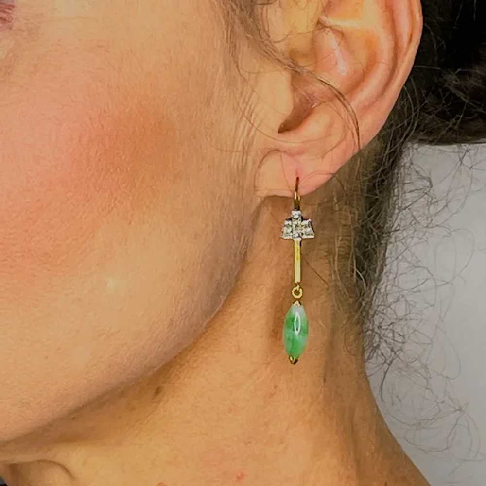 Antique Art Deco Untreated Jade Earrings Antique … - image 9