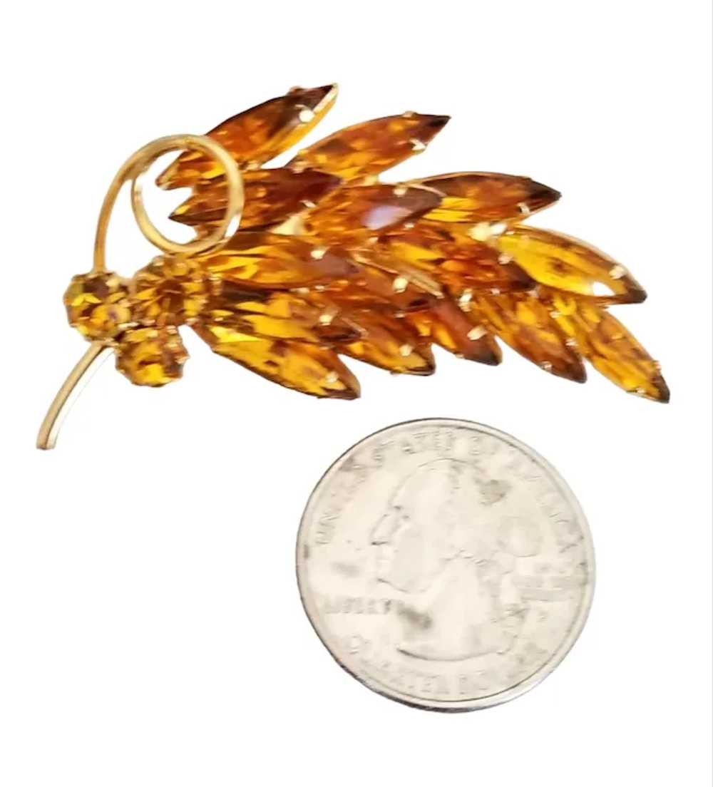 Gold Tone Amber-Colored Marquise Prong Set Rhines… - image 7