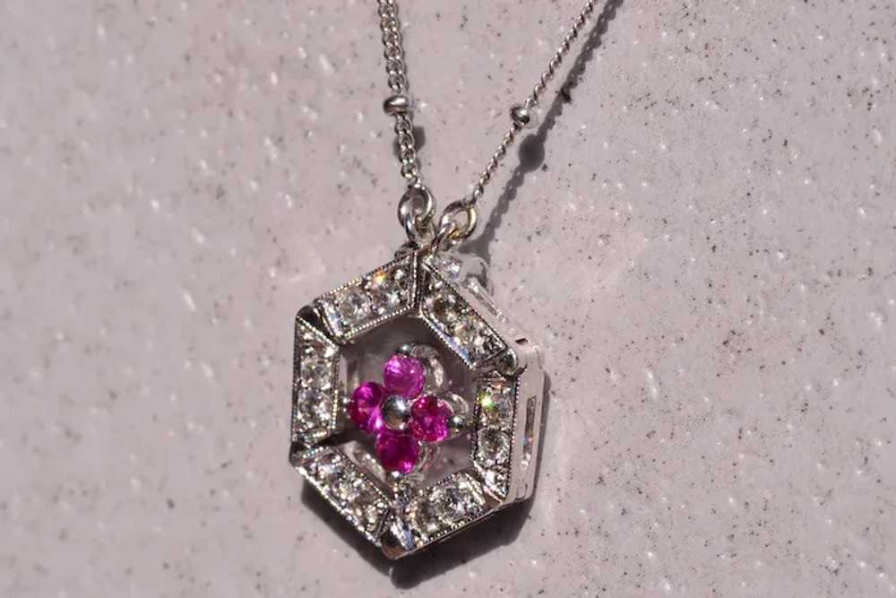 White Gold Ruby and Diamond Convertible Necklace - image 2