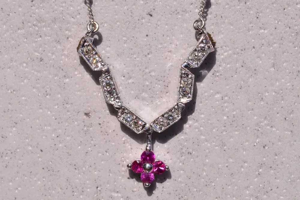 White Gold Ruby and Diamond Convertible Necklace - image 3