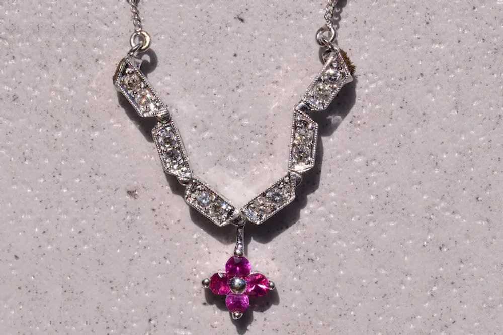 White Gold Ruby and Diamond Convertible Necklace - image 4