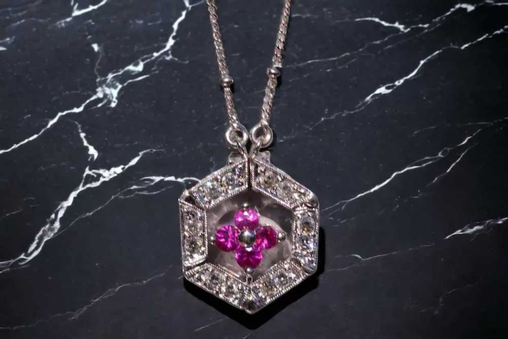 White Gold Ruby and Diamond Convertible Necklace - image 5