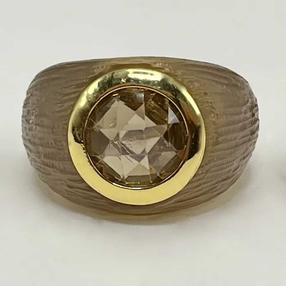 Alexis Bittar Gold Color Carved Lucite Ring with … - image 3